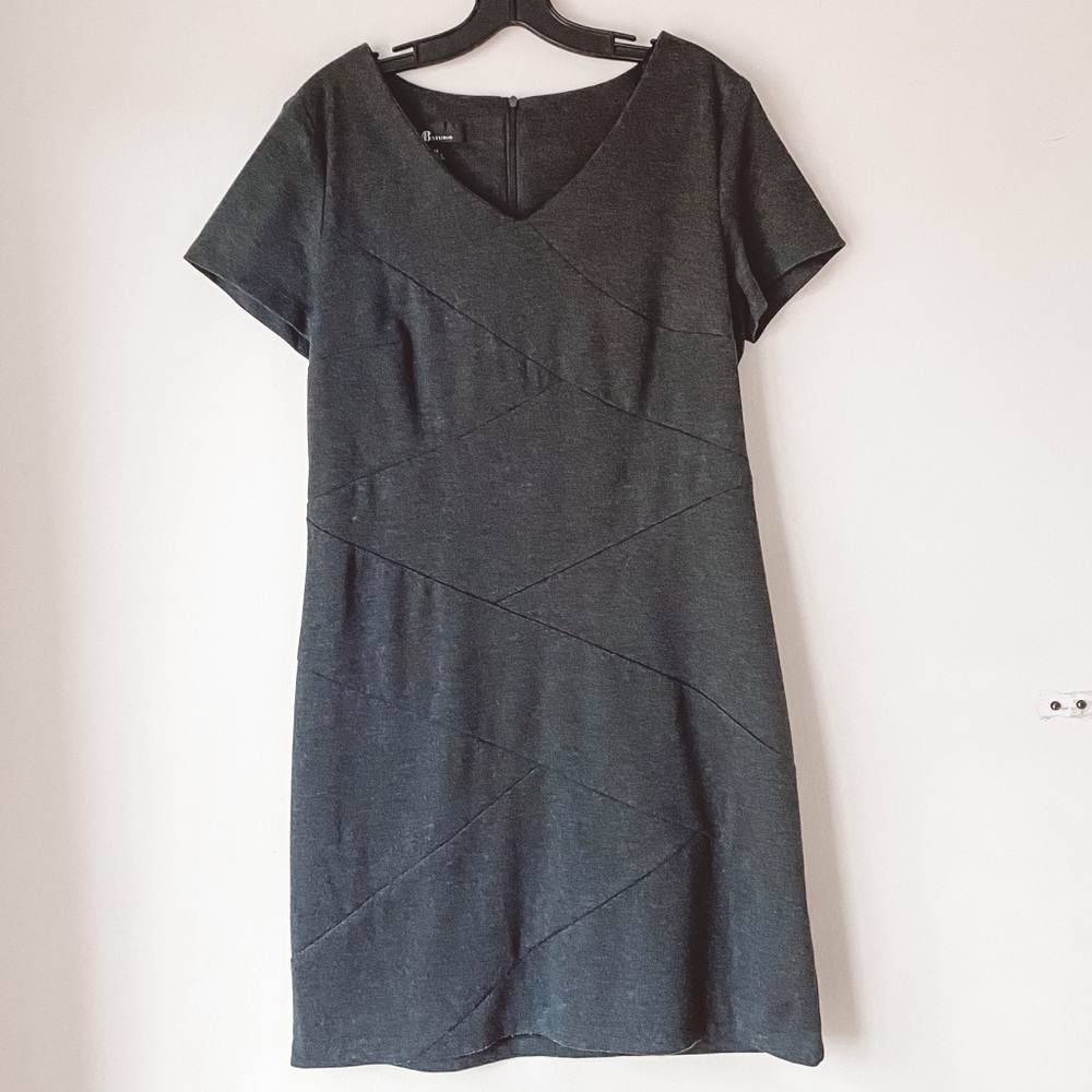 AB Studio Short Sleeve Sheath Dress Heather Charcoal (Gray) Women's Size 14